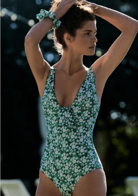 Borgo De Nor Green Floral Pallas Bow Tie Swimsuit Size XS green white recycled polyamide/elastane