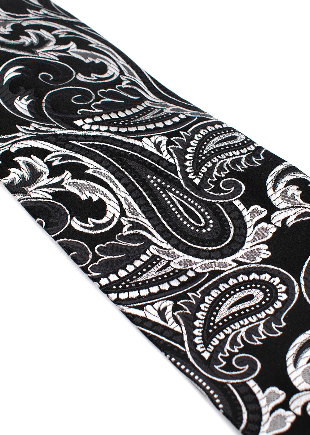 Turnbull Asser Black  Silver Paisley Silk Brocade Tie