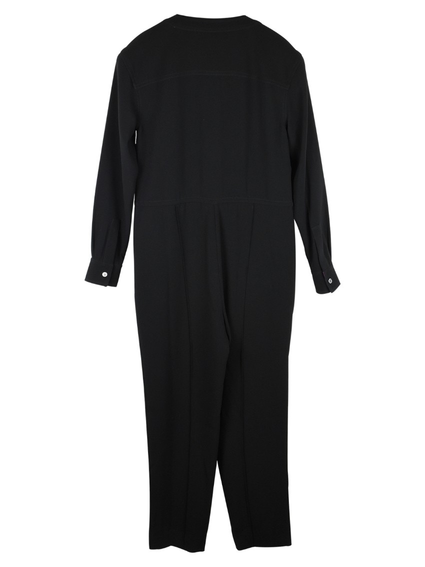 DVF Sybil Drawstring Waist Black Jumpsuit Size XS polyester