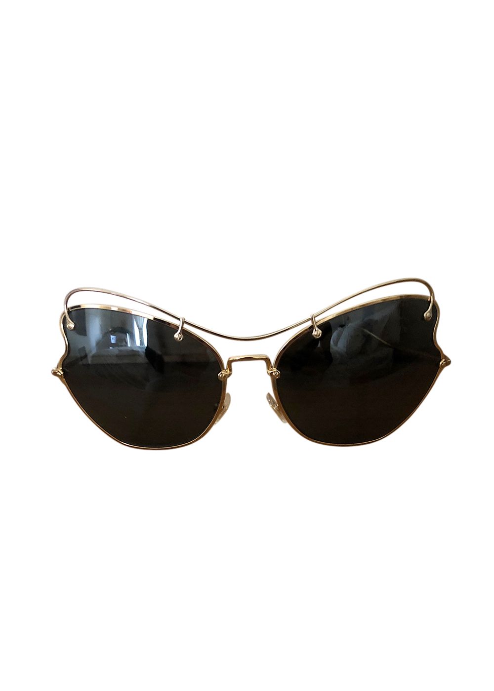 Miu Miu Metal Frame Cat Eye Sunglasses Black