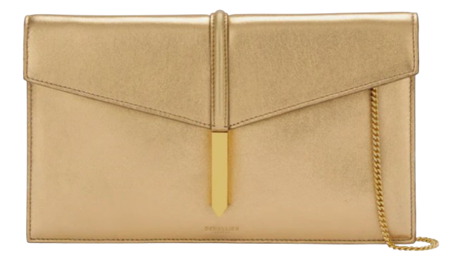 Demellier Tokyo Smith Gold Leather Clutch sheepskin leather