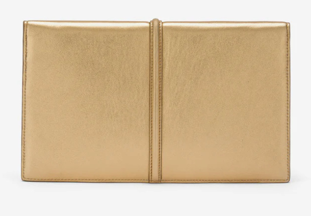 Demellier Tokyo Smith Gold Leather Clutch sheepskin leather