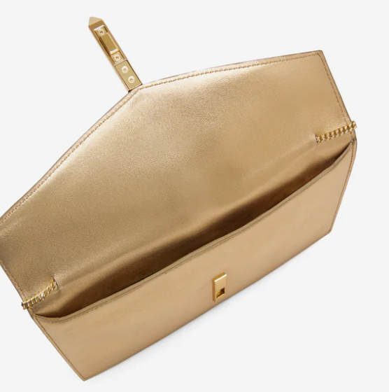 Demellier Tokyo Smith Gold Leather Clutch sheepskin leather