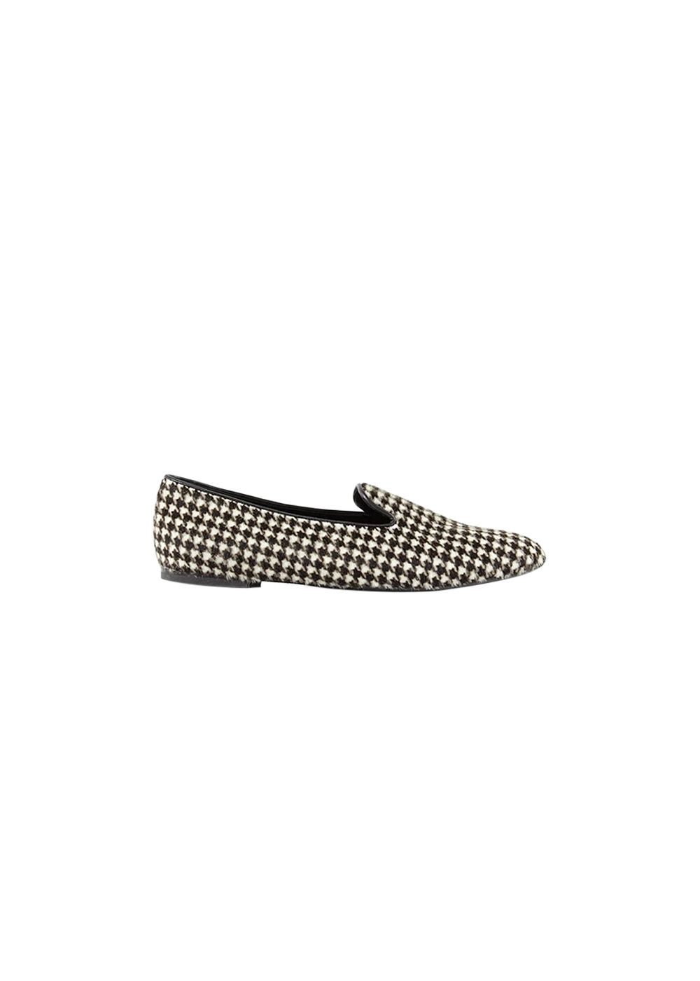 Preowned Roger Vivier Houndstooth Pony Hair Loafers Size 38 Brown Black and Cream ponyhair