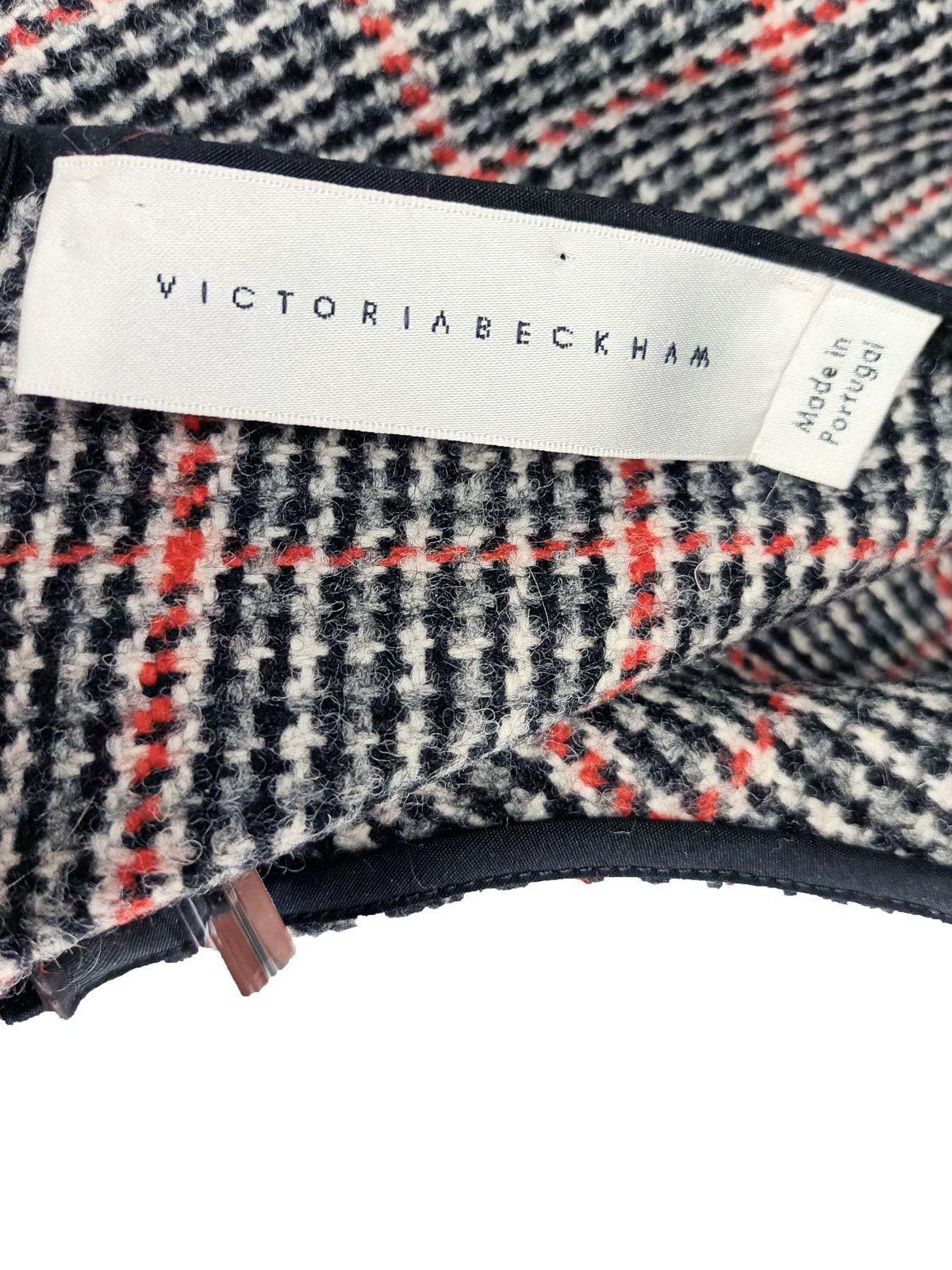 Victoria Beckham Wool Boxy Plaid Top Size XS Grey