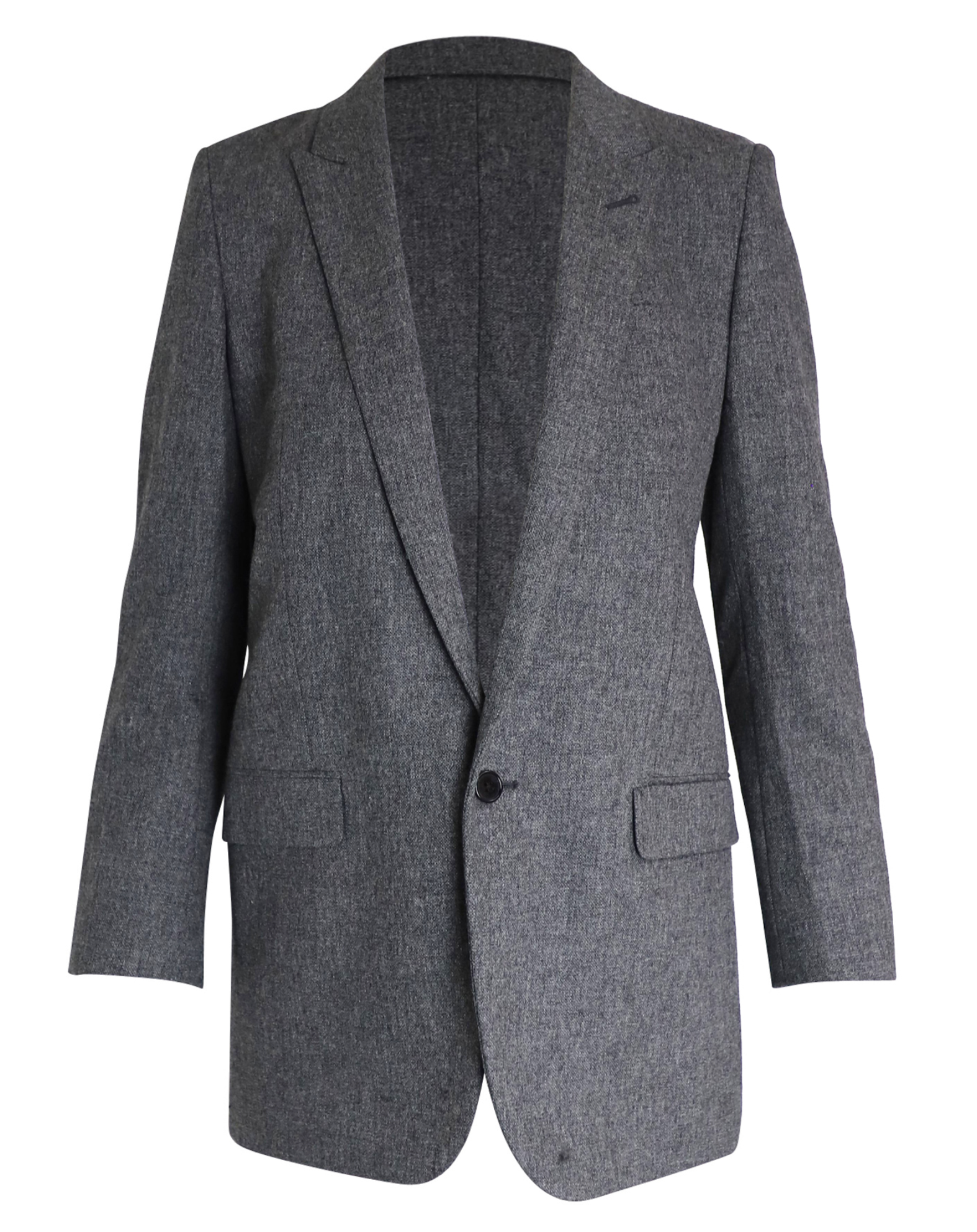 Preowned Saint Laurent Grey Wool Single-Breasted Blazer Size XS