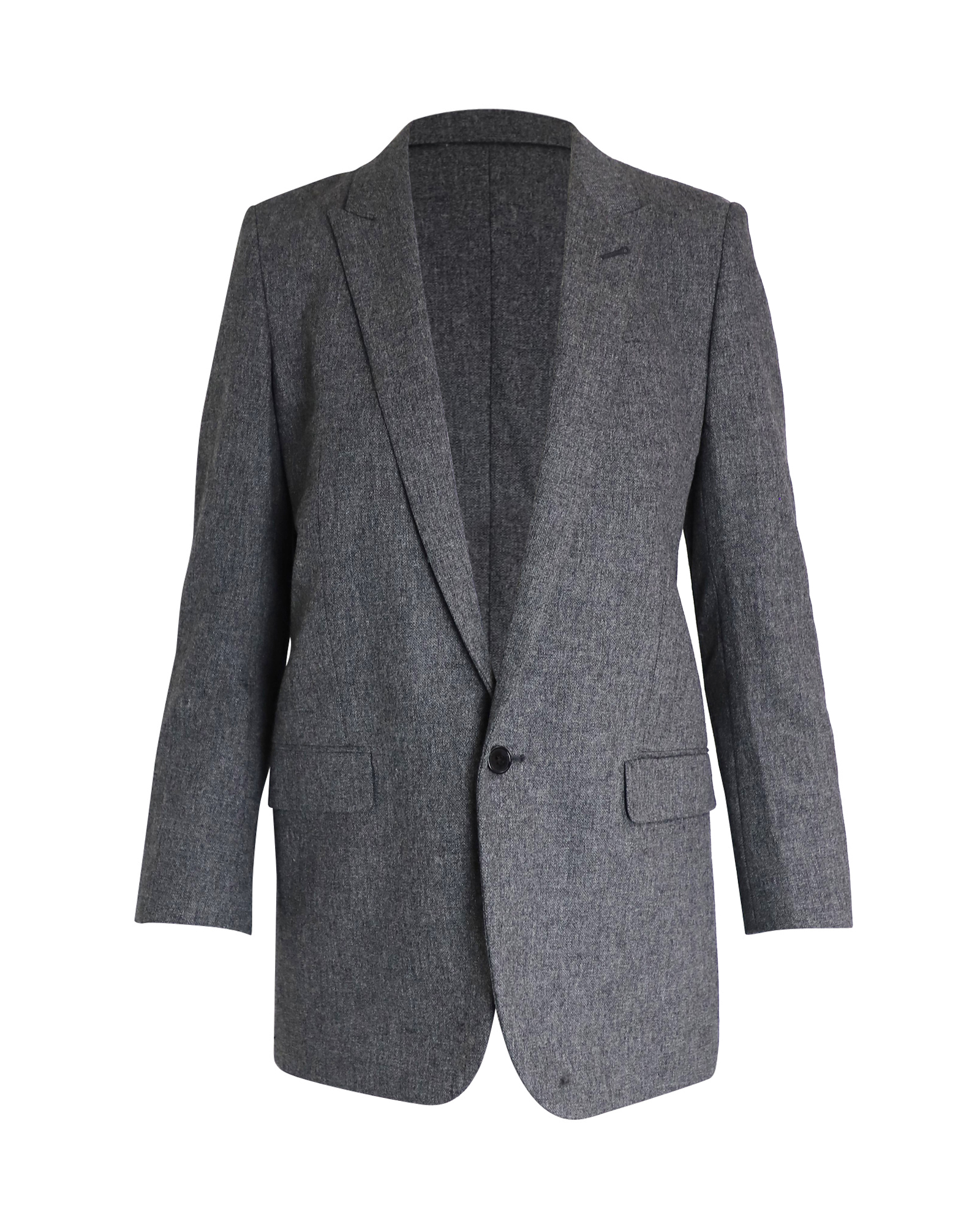 Preowned Saint Laurent Grey Wool Single-Breasted Blazer Size XS