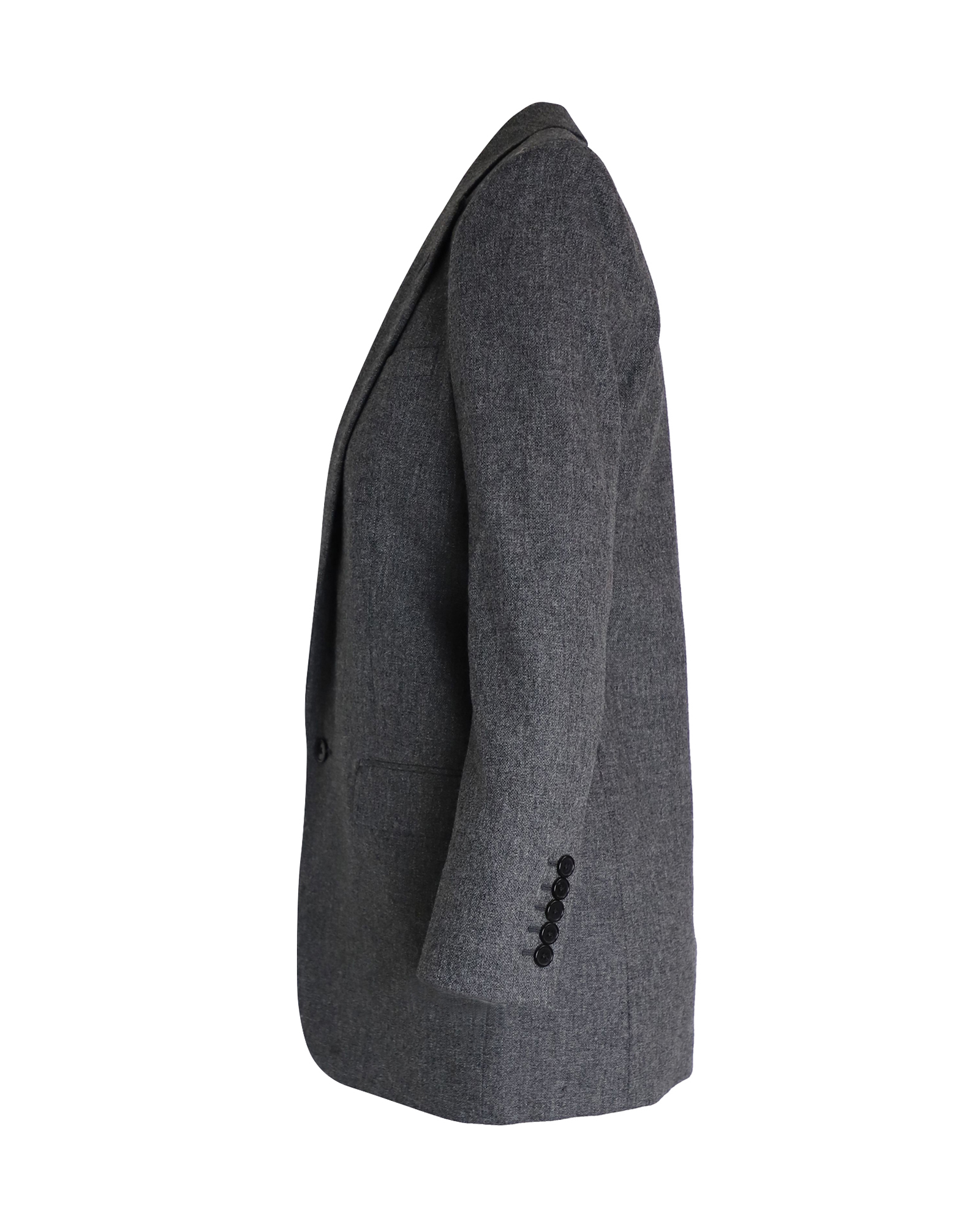 Preowned Saint Laurent Grey Wool Single-Breasted Blazer Size XS