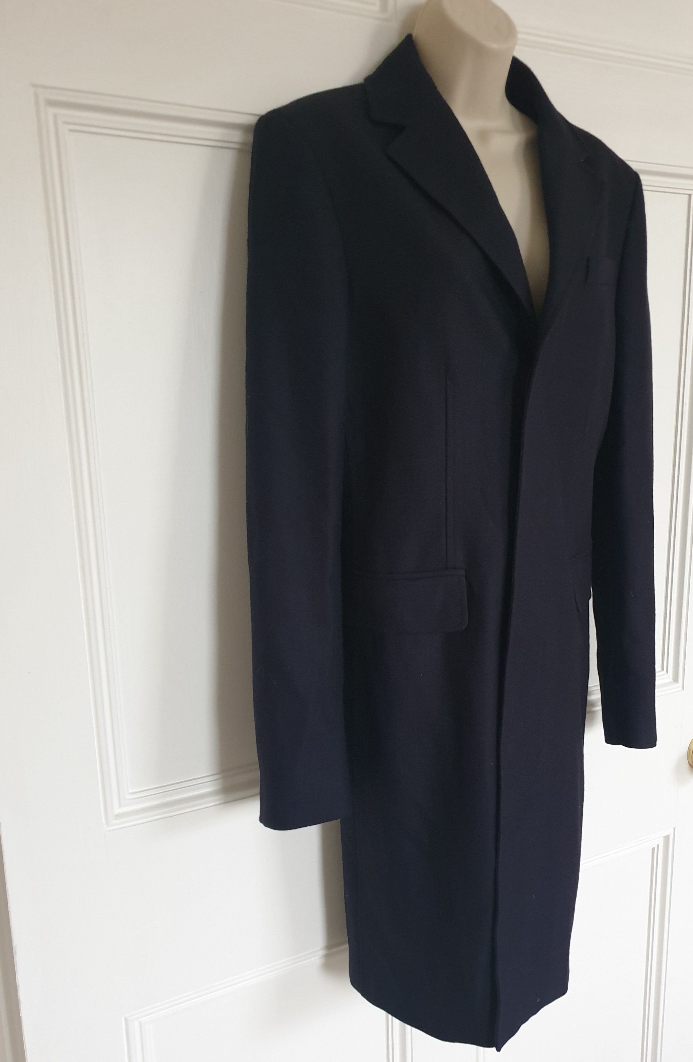 Preowned Holland Copper Blue Lightweight Wool Tailored Coat Size S Navy