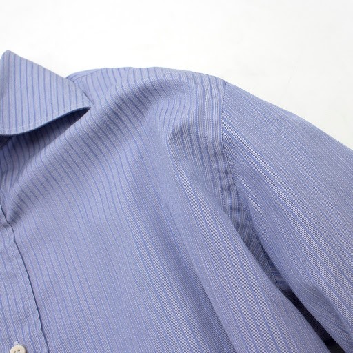 Men's Preowned Salvatore Ferragamo Blue Pinstripe Shirt Size 165 cotton