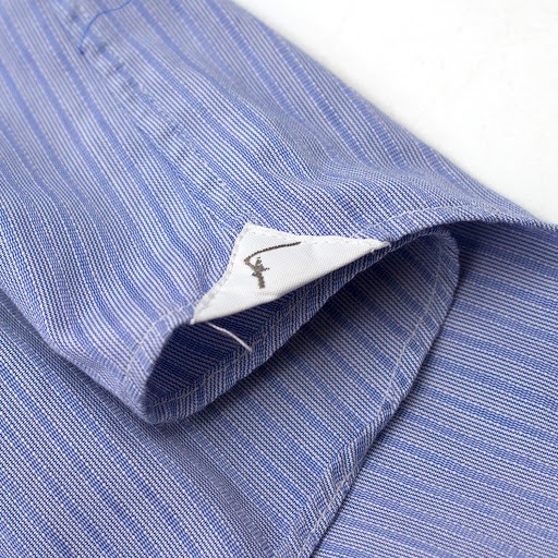 Men's Preowned Salvatore Ferragamo Blue Pinstripe Shirt Size 165 cotton