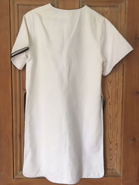 Preowned Celine White cotton leather trimmed tunic top Size 36