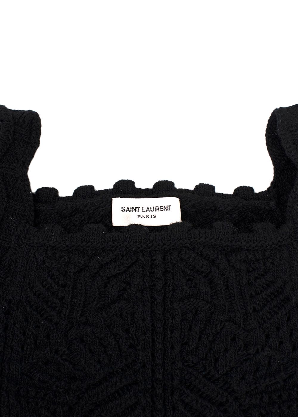 Saint Laurent Black Crochet Crop Top Size S wool