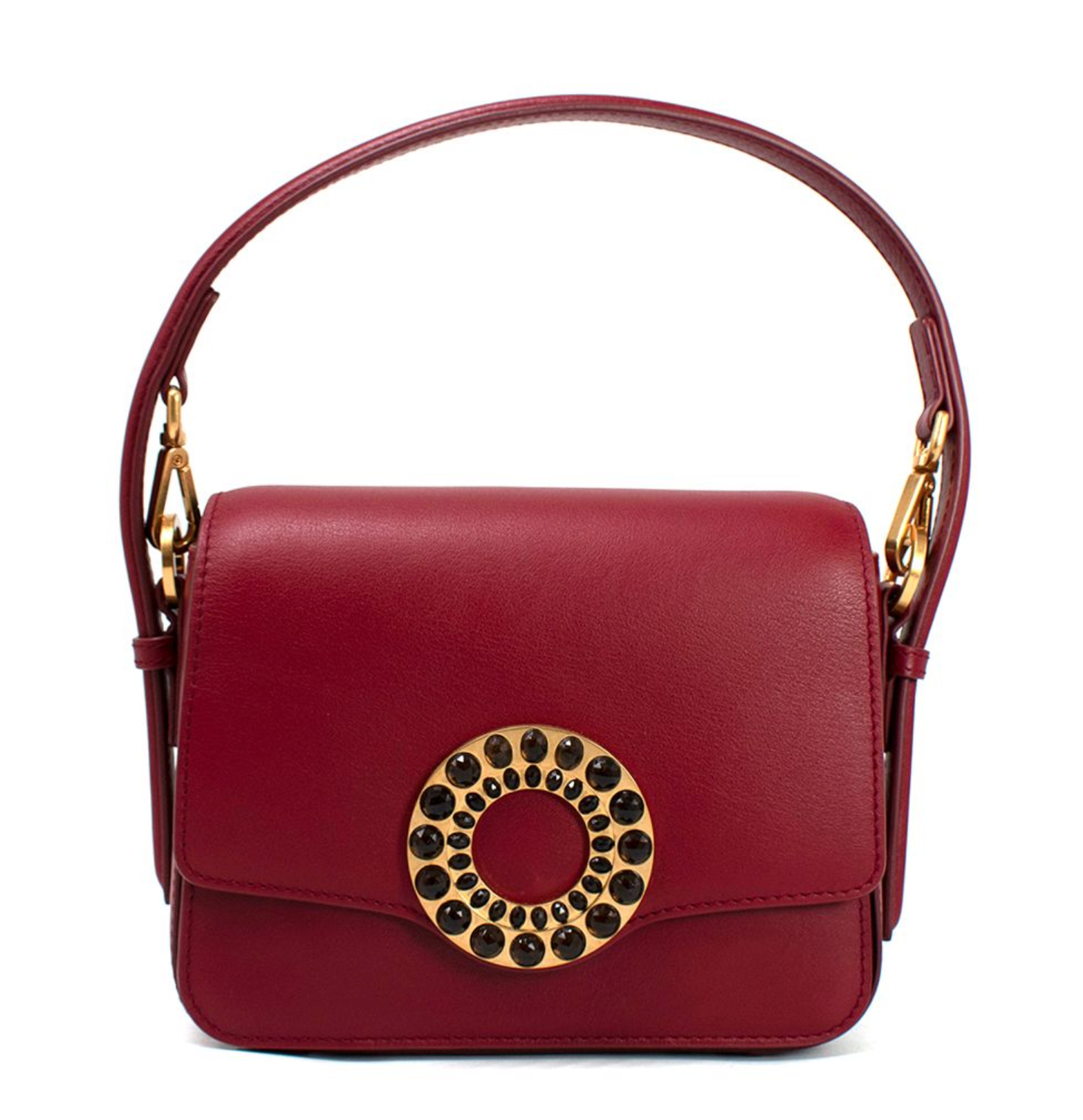 Aranyani Cherry Red Arya Stone Drops Napa Leather Shoulder Bag