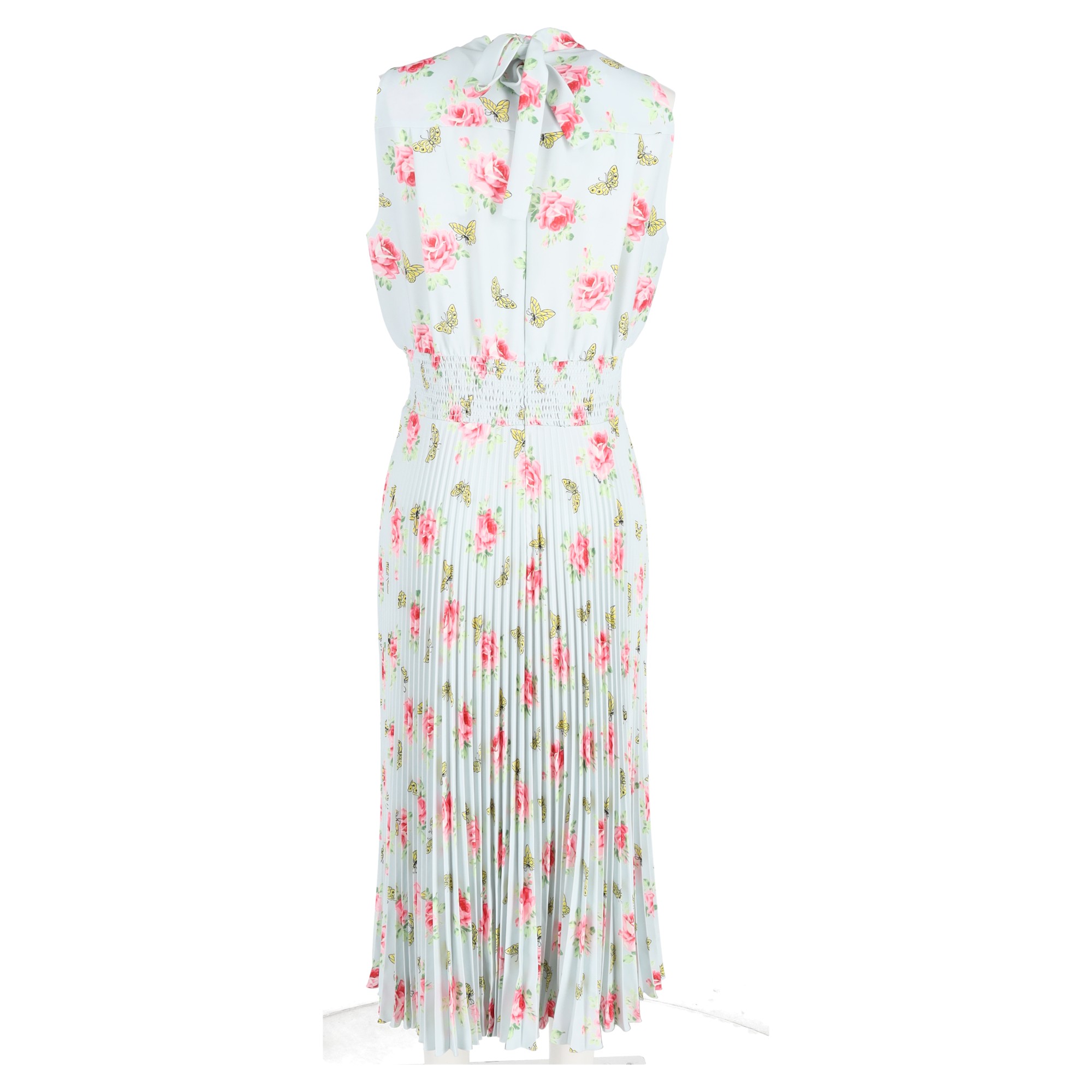 Prada Light Blue Floral Pleated Midi Dress Size XXL