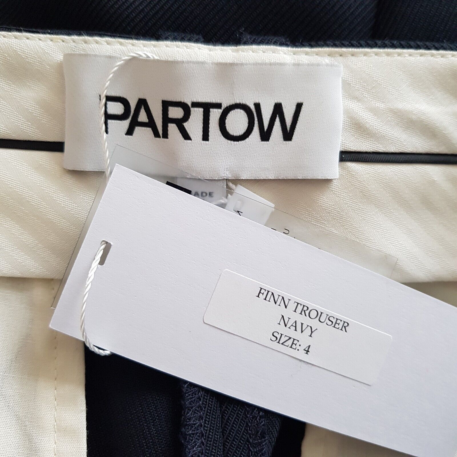 Partow Finn Belted Straight-leg Trousers Size S Navy wool