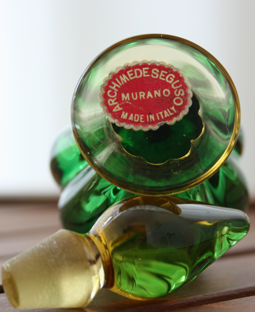 Archimede Seguso Scent Bottle Green glass