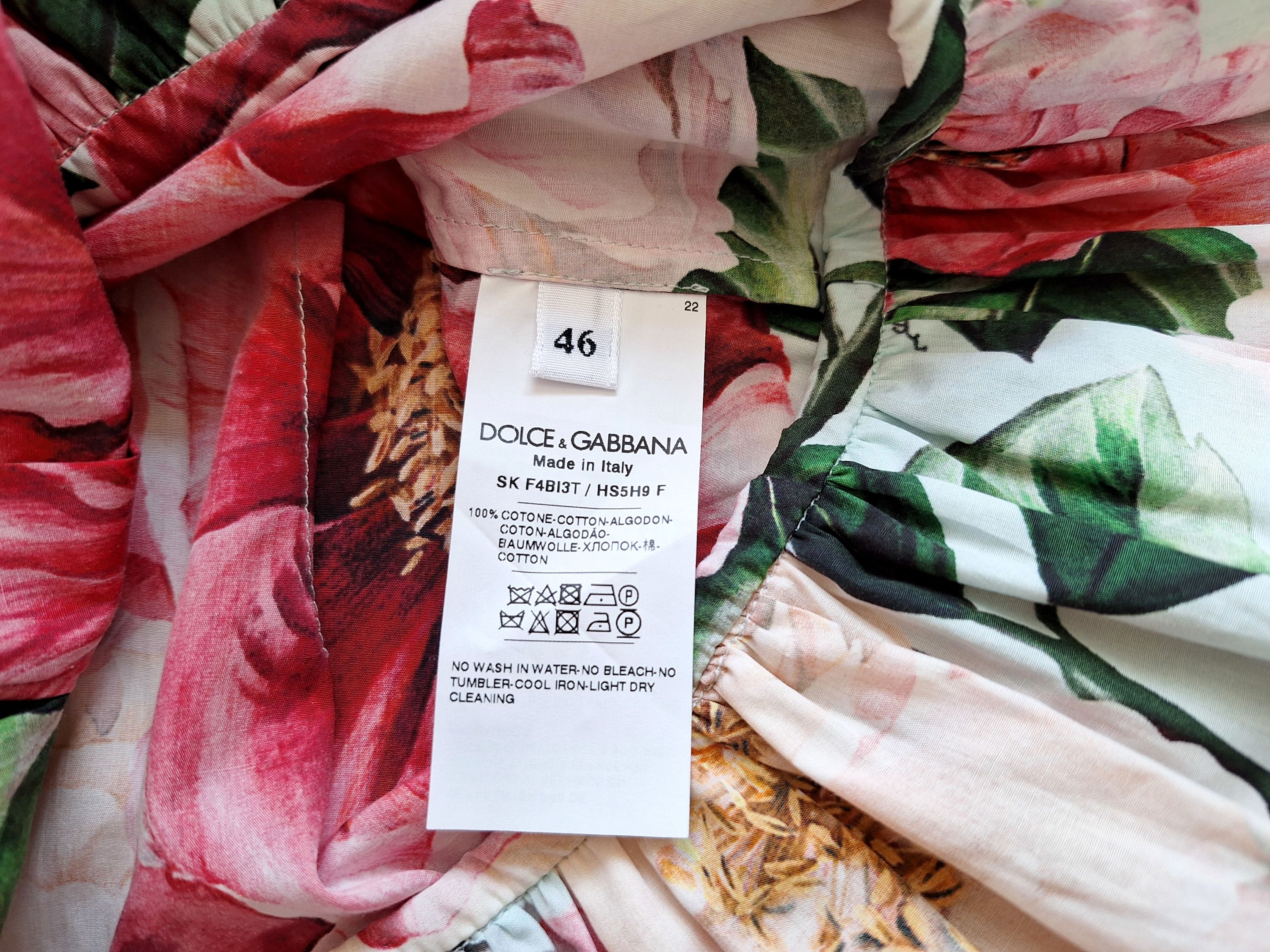 Dolce  Gabbana Floral Camelia Print Midi Skirt Size XL Multi cotton