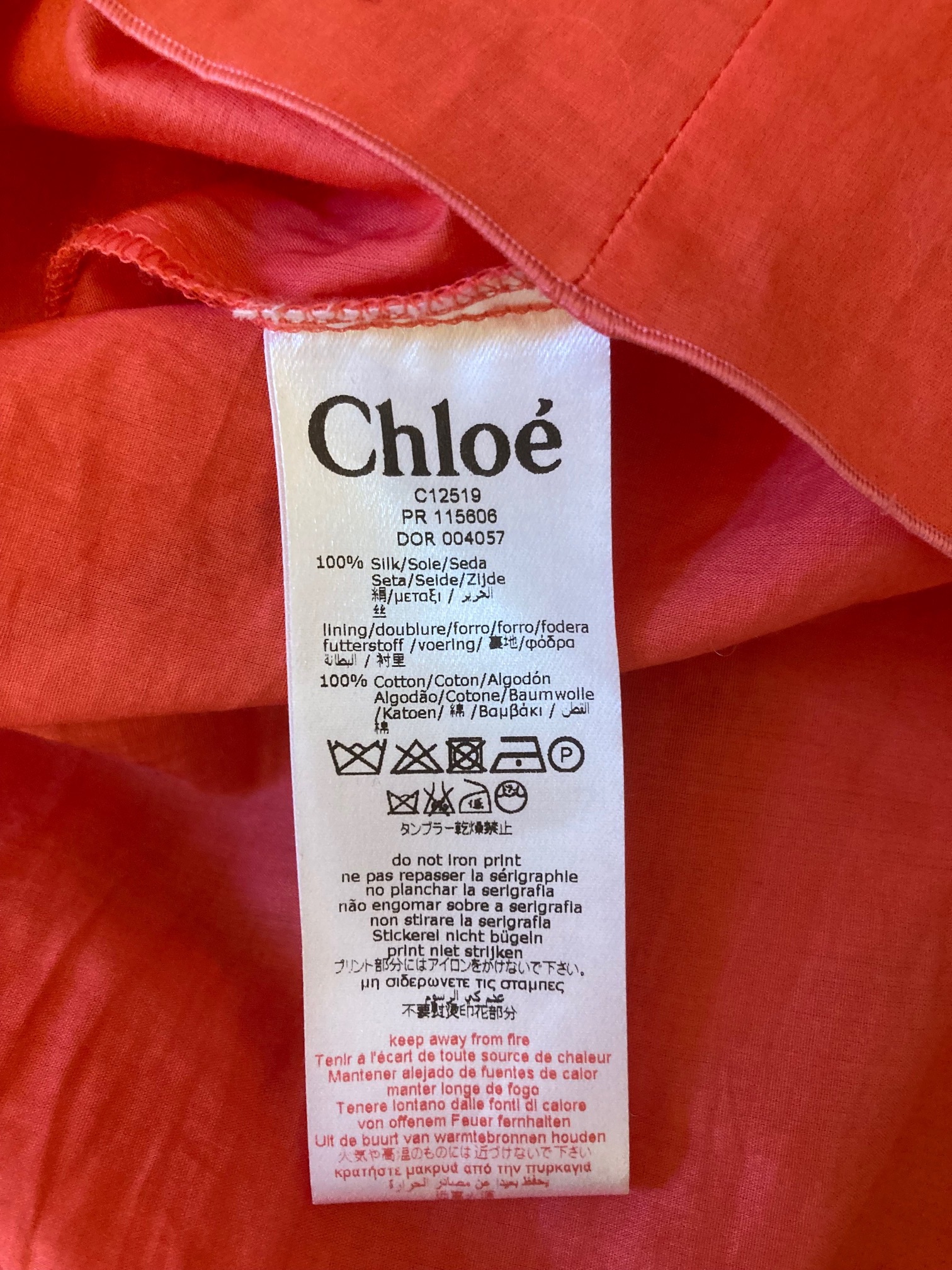 Chloe coral silk crepe ruffled dress Size 10 Years +