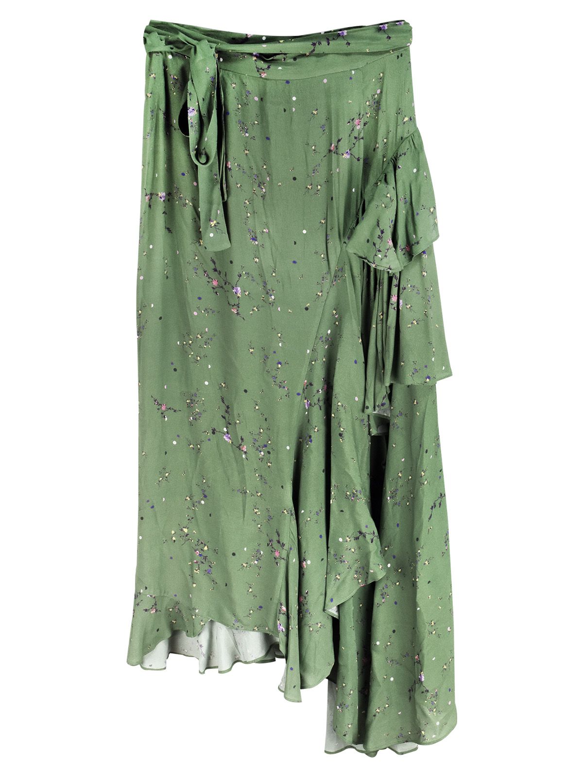 Preen Green ditzy floral crepe asymmetric skirt Size XS viscose