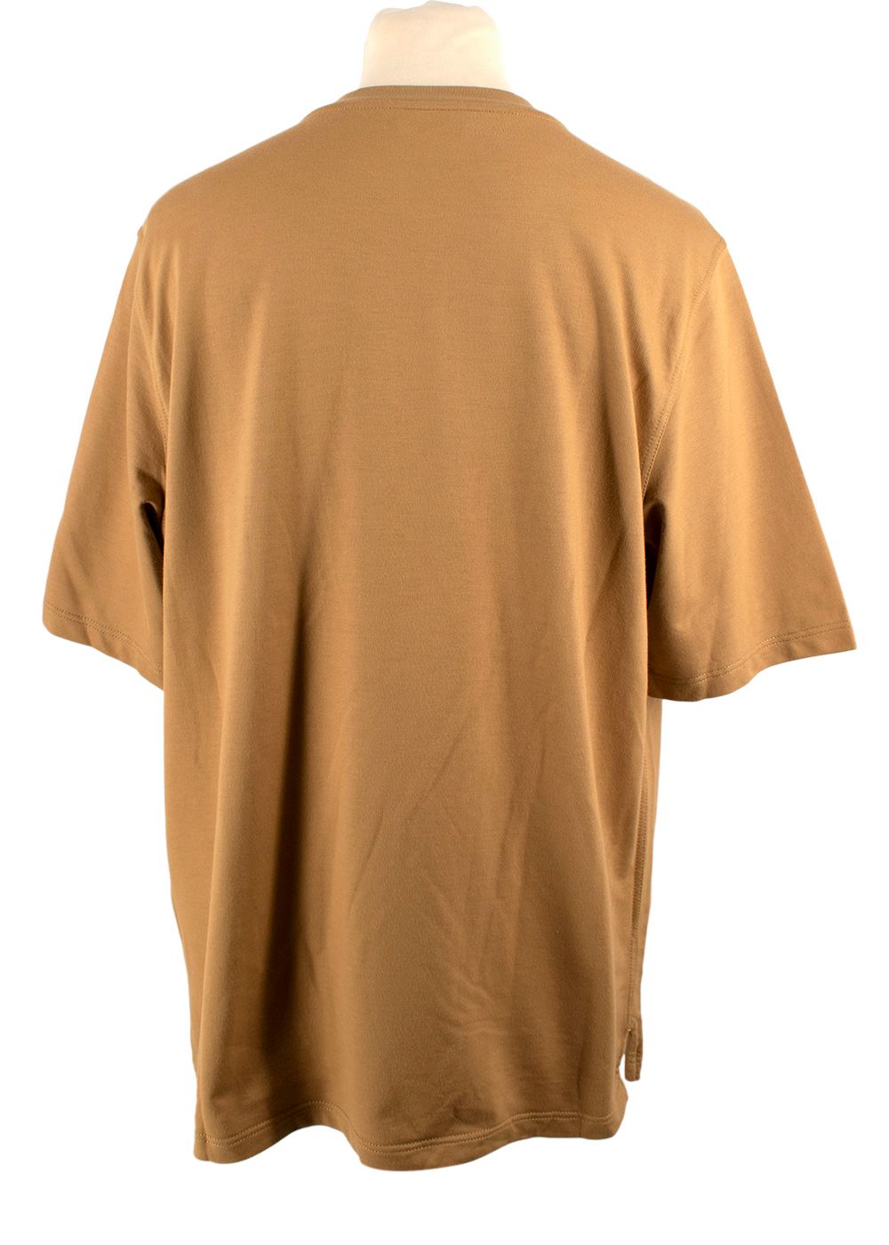 Men's Hermes Mustard Cotton  T-Shirt with Leather Patch Size XL