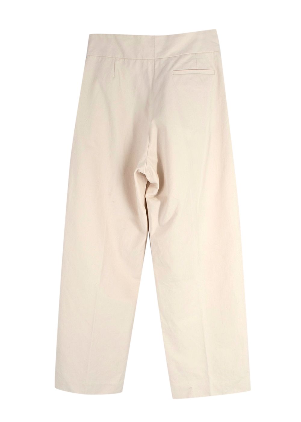 Preowned Jil Sander Cream Cotton High Waisted Wide Leg Trousers Size XS