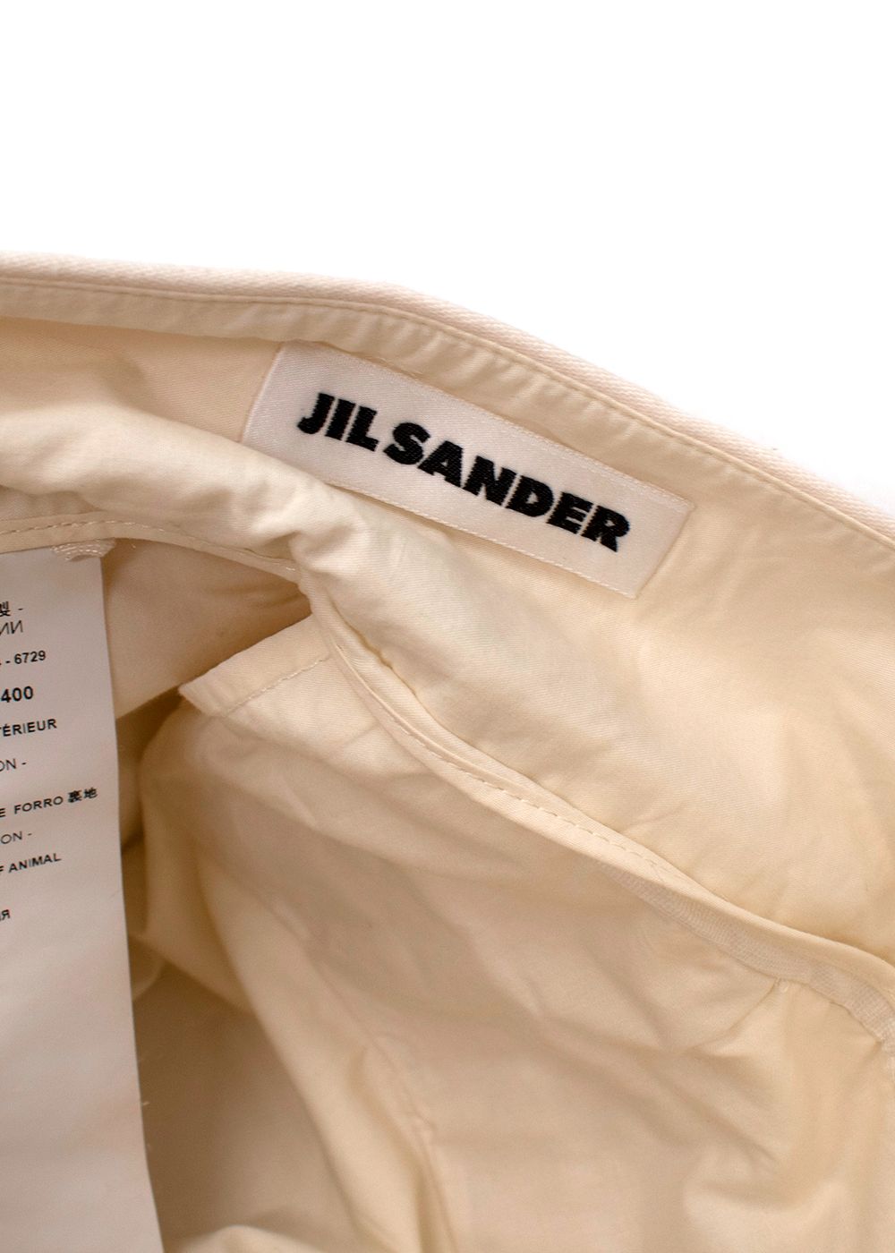 Preowned Jil Sander Cream Cotton High Waisted Wide Leg Trousers Size XS