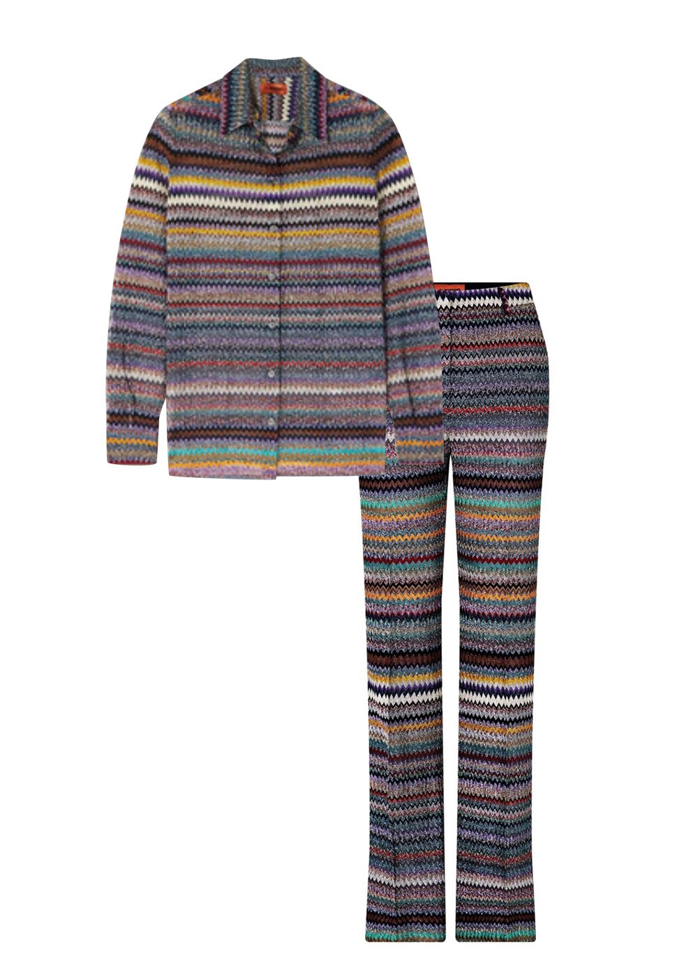 Missoni Multicoloured Striped Shirt and Trouser Suit Size 44 Multi viscose