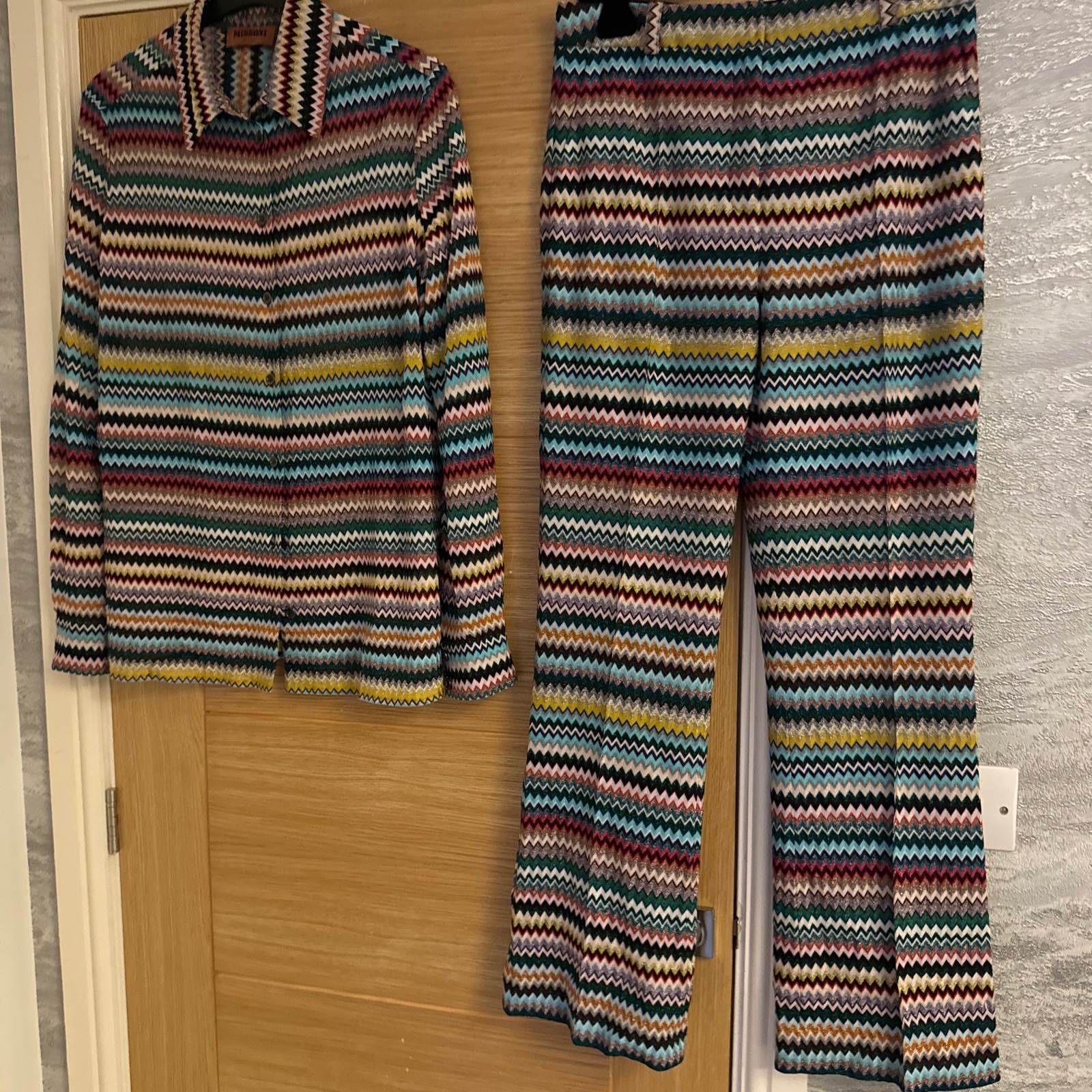 Missoni Multicoloured Striped Shirt and Trouser Suit Size 44 Multi viscose