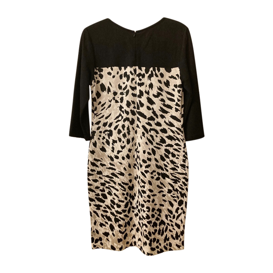 St John Wool Blend Leopard Jersey Dress Size L Black