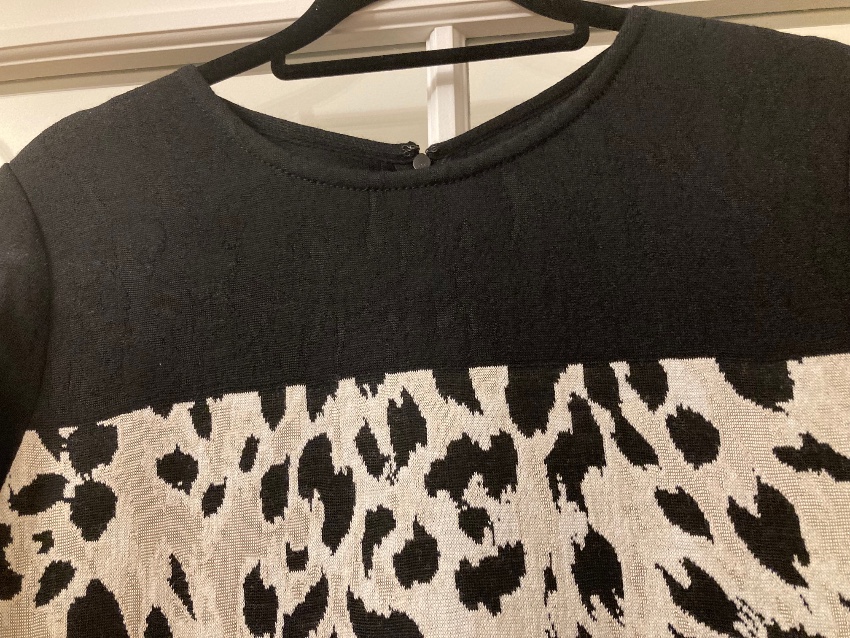 St John Wool Blend Leopard Jersey Dress Size L Black