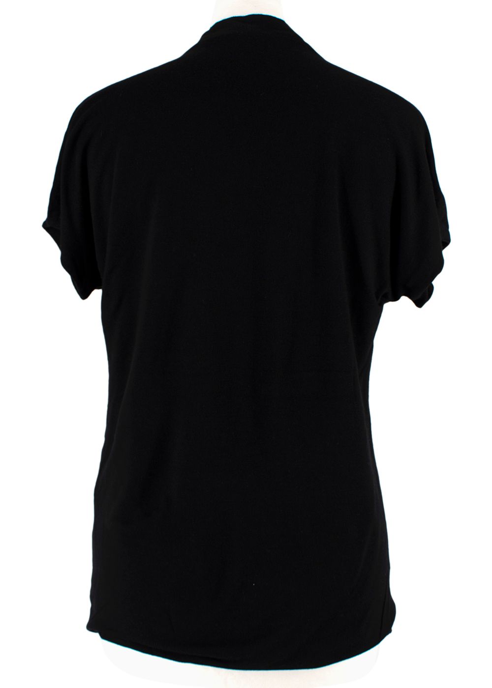 Preowned Giorgio Armani Cashmere Blend Black V Neck T-Shirt Size M viscose