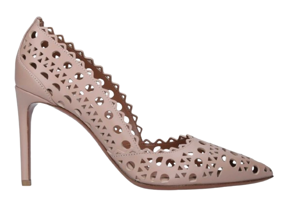 Alaia Leather Openwork Pumps Size 40 Nude