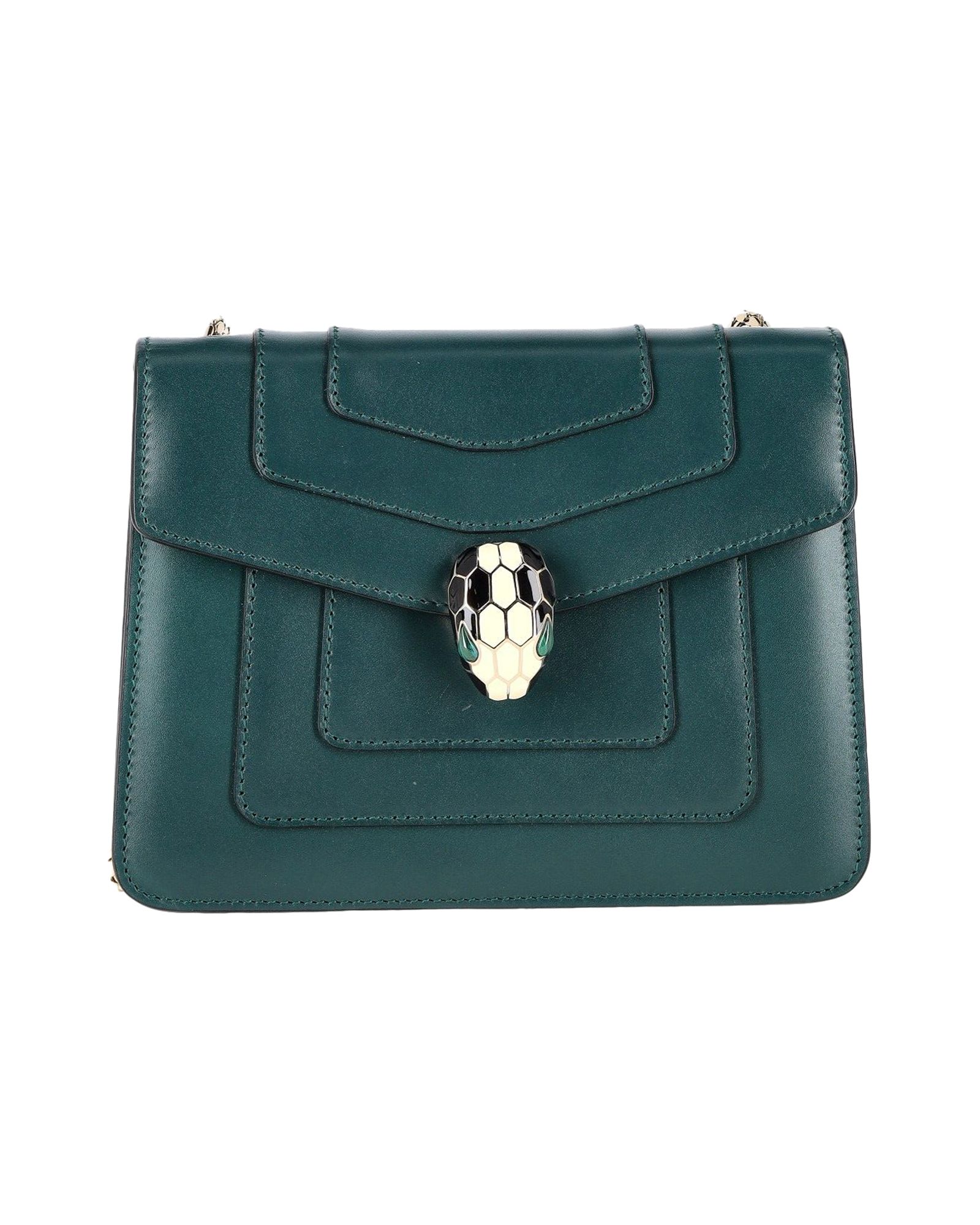 Preowned Bvlgari Emerald Green Serpenti Forever Small Crossbody Bag leather