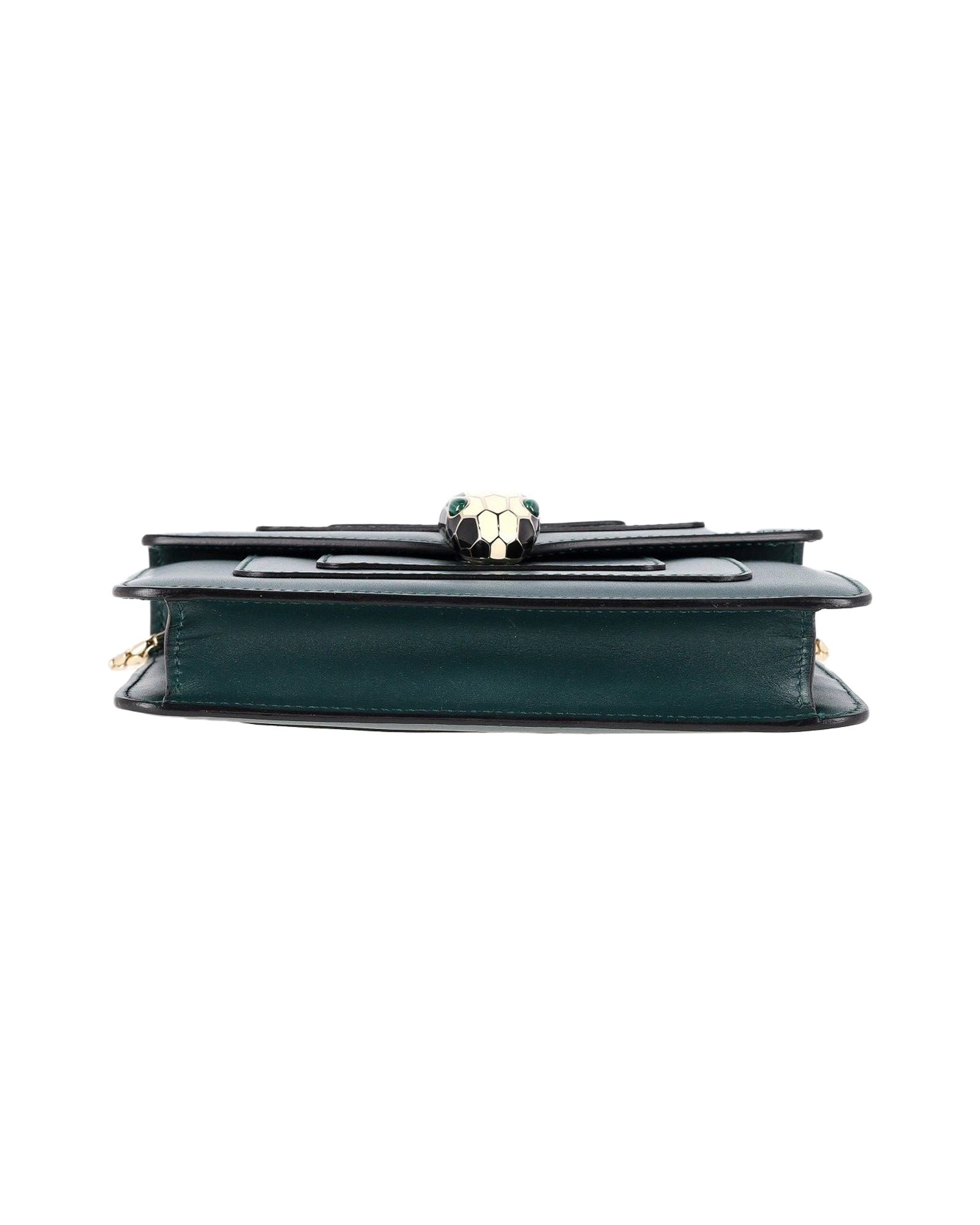 Preowned Bvlgari Emerald Green Serpenti Forever Small Crossbody Bag leather