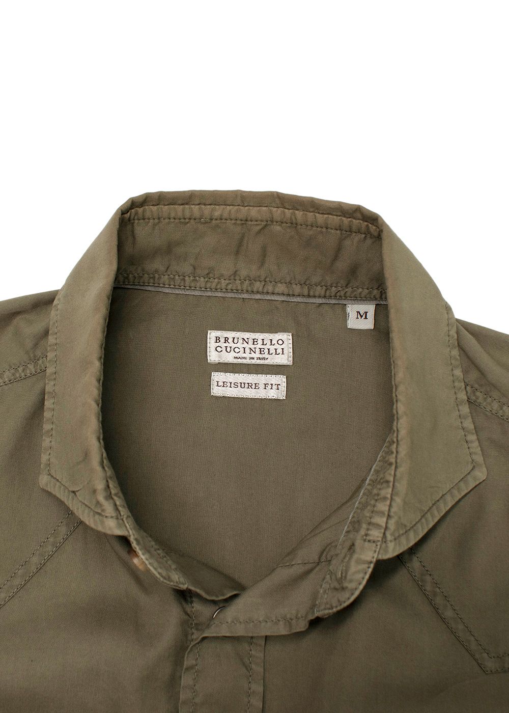 Men's Preowned Brunello Cucinelli Khaki Cotton Button-down Shirt Size M