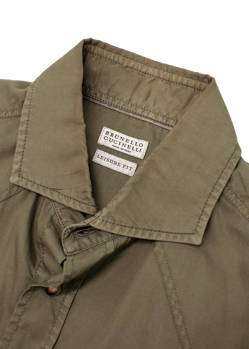 Men's Preowned Brunello Cucinelli Khaki Cotton Button-down Shirt Size M