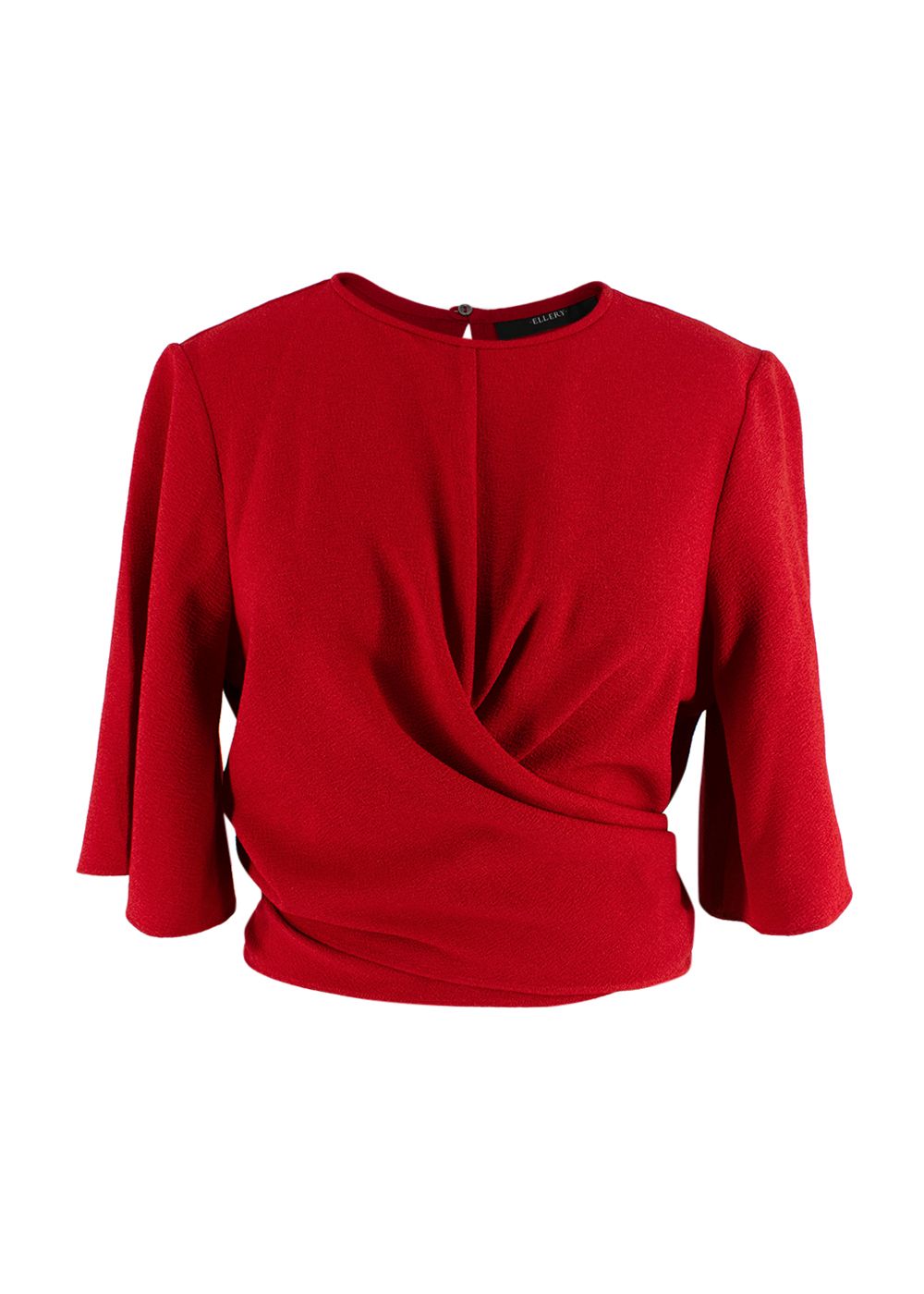 Ellery Red Crepe Wrap-tie Blouse  Fluted Skirt Size S cotton