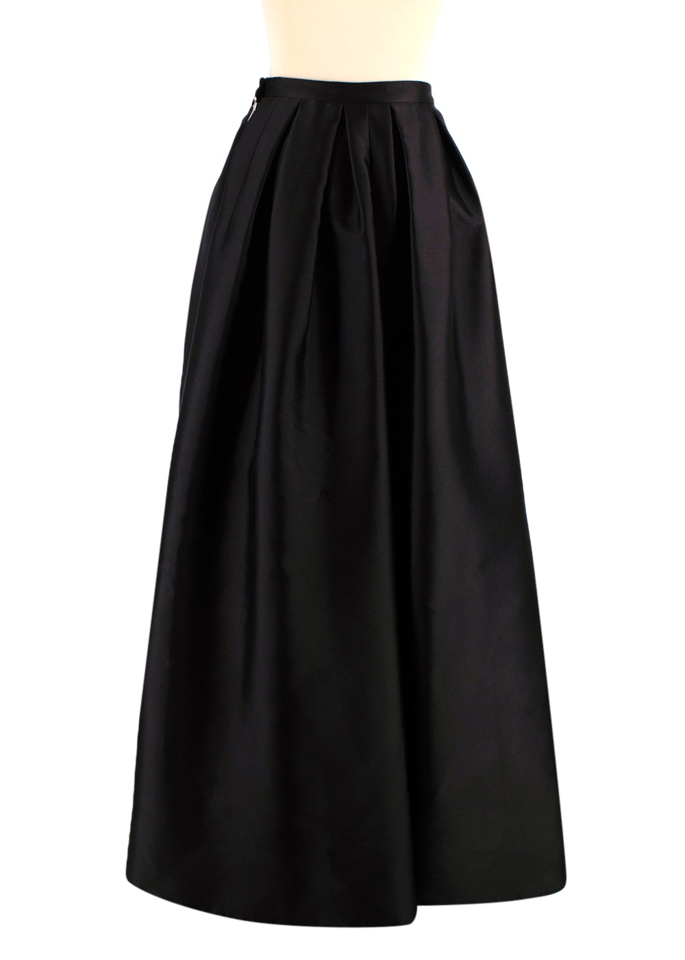 Preowned Dior Black Silk Asymmetric Pleated Full Skirt Size S