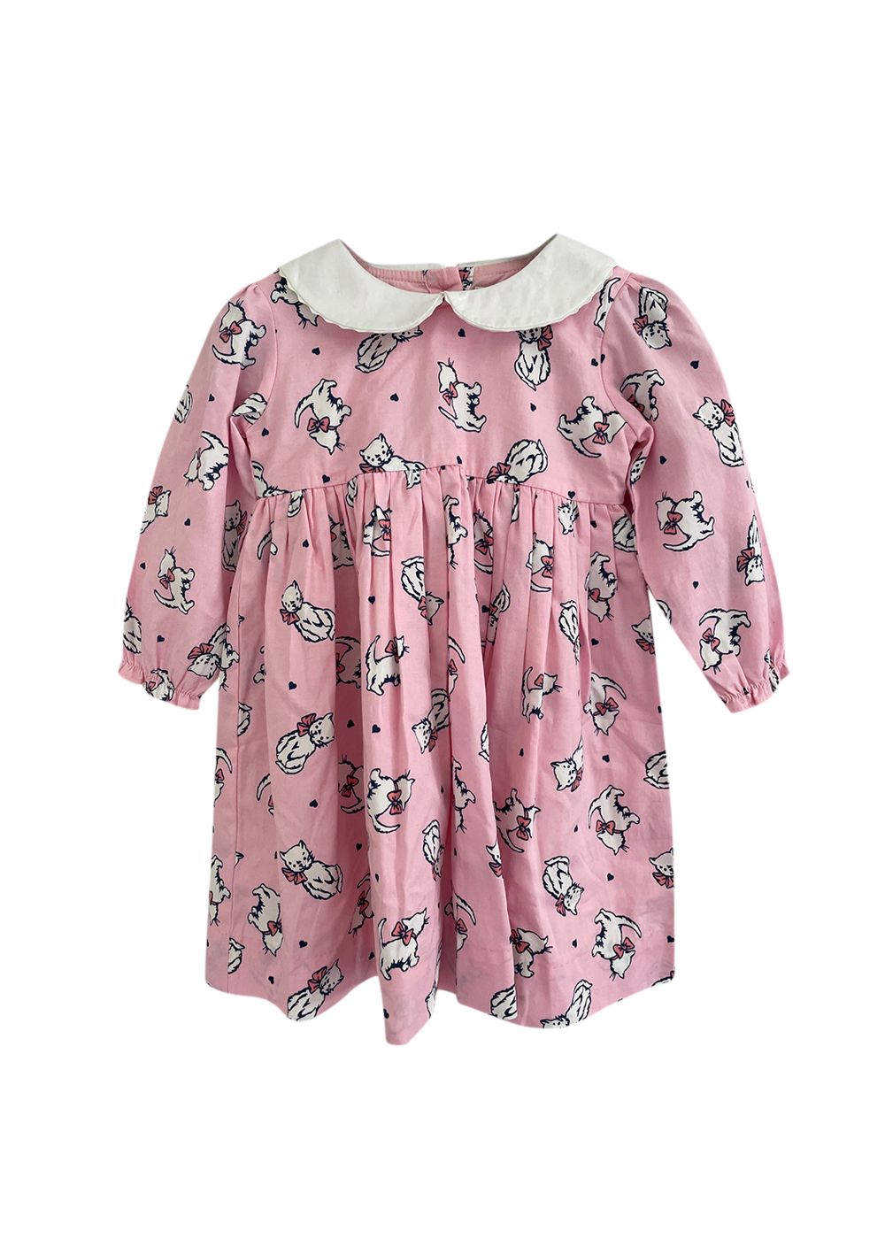 Boys Rachel Riley Pink Kitten Printed Cotton Dress Size 12-18 Months