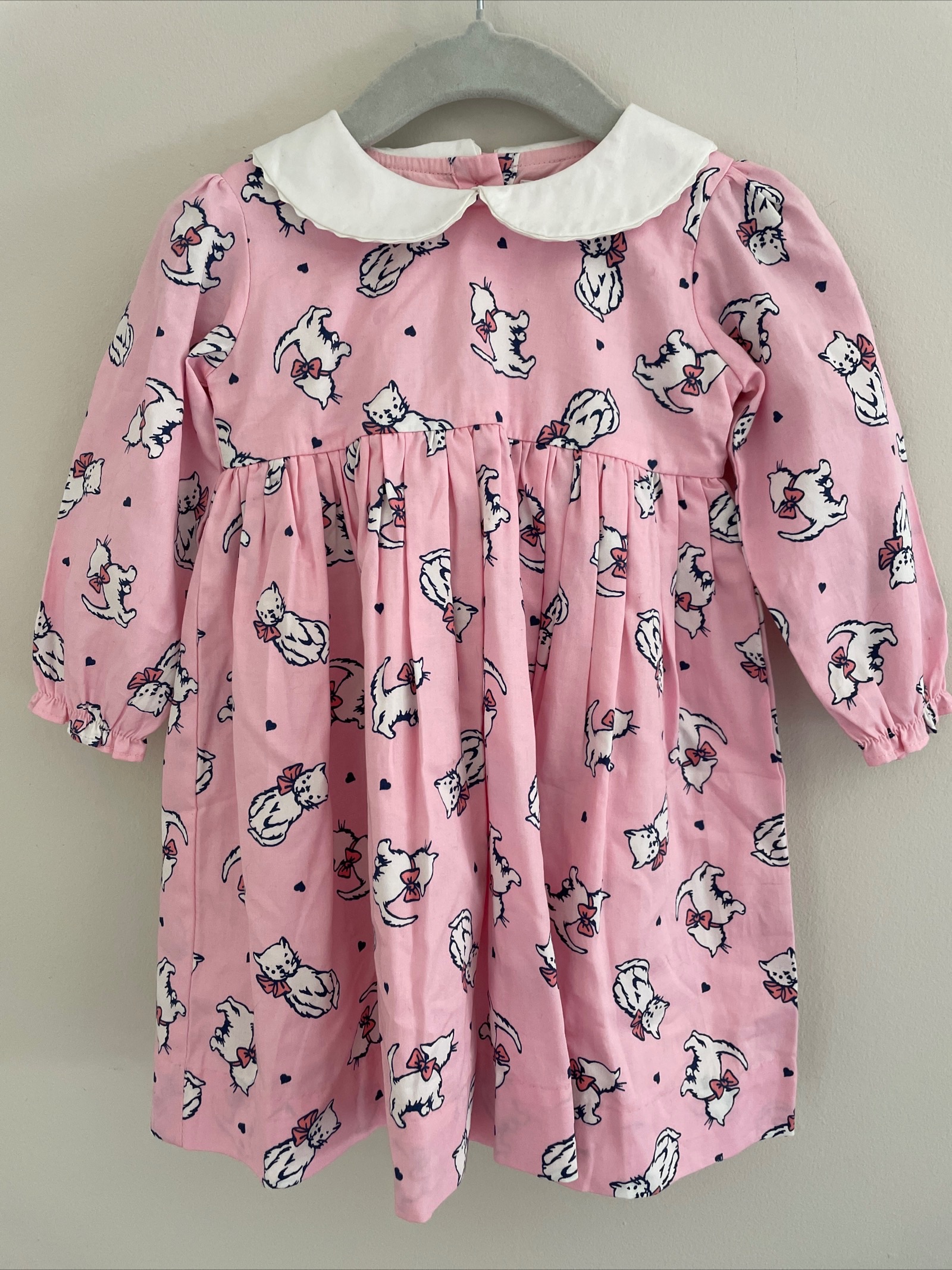 Boys Rachel Riley Pink Kitten Printed Cotton Dress Size 12-18 Months