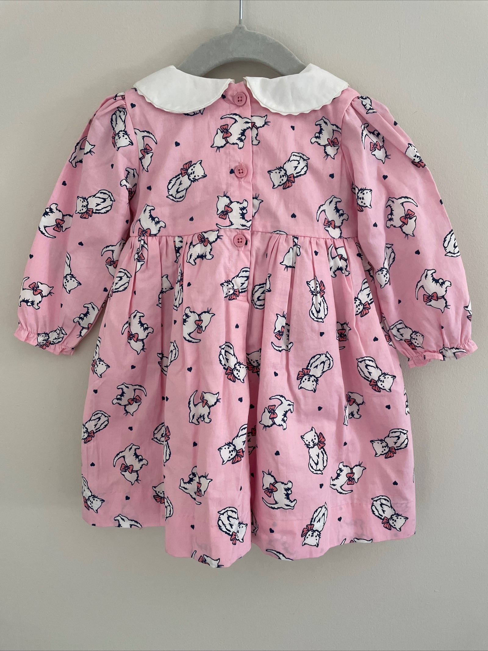 Boys Rachel Riley Pink Kitten Printed Cotton Dress Size 12-18 Months