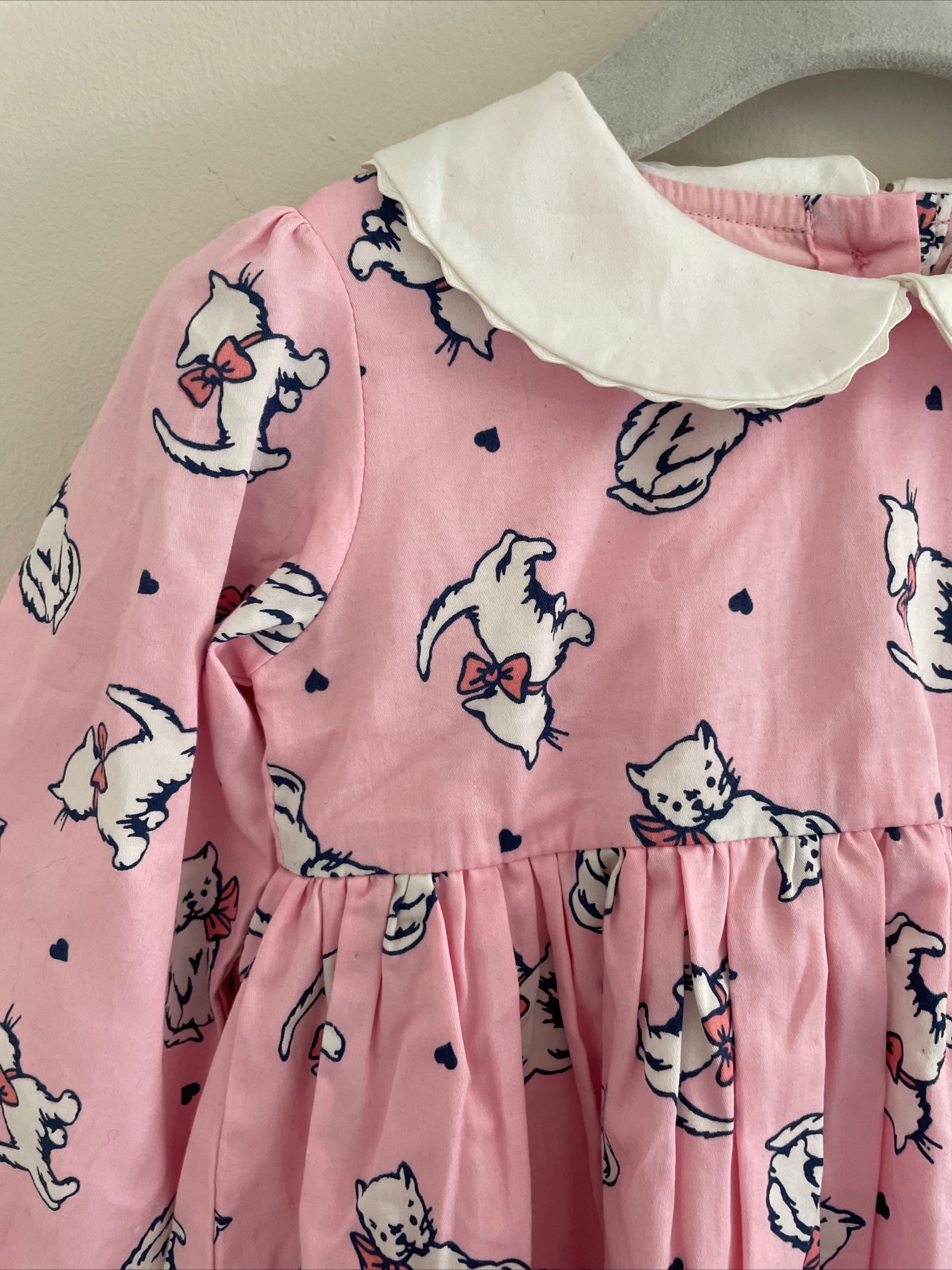 Boys Rachel Riley Pink Kitten Printed Cotton Dress Size 12-18 Months