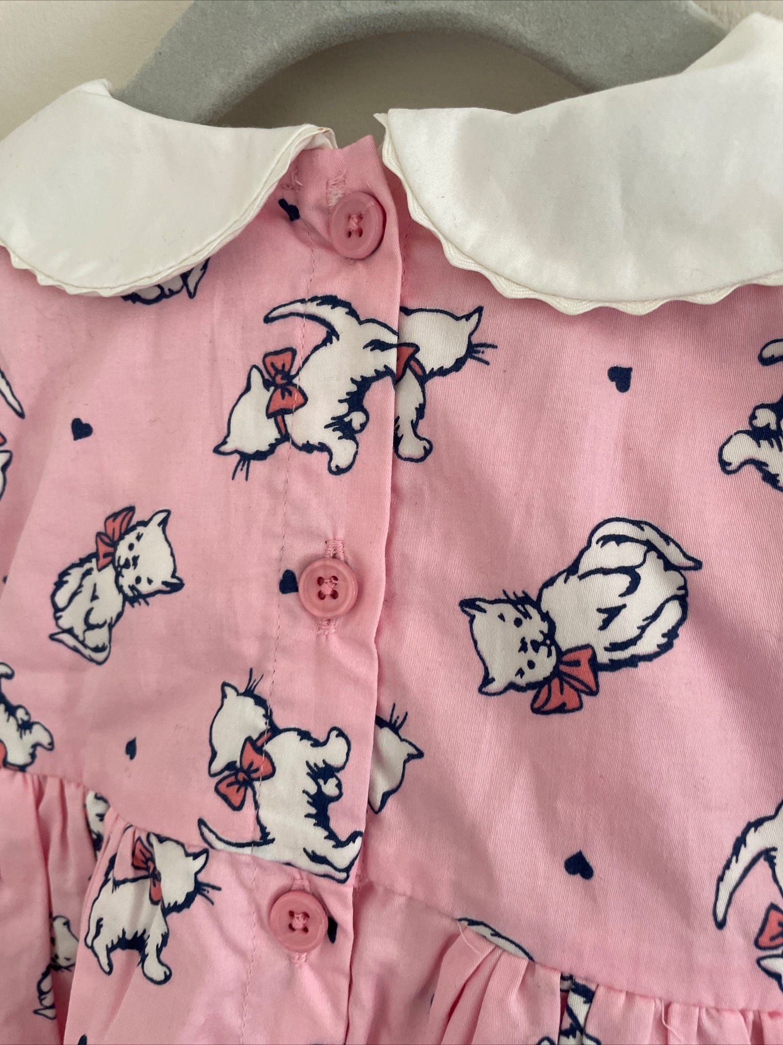 Boys Rachel Riley Pink Kitten Printed Cotton Dress Size 12-18 Months