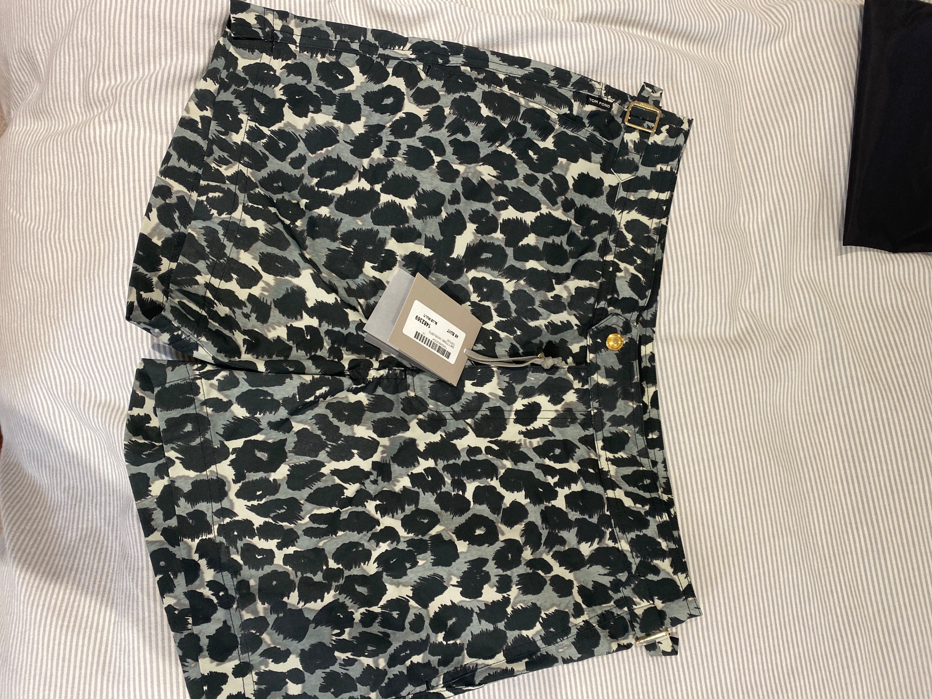 Men's Tom Ford Leopard Printed Swim Shorts Size M Leopard print blue polyester