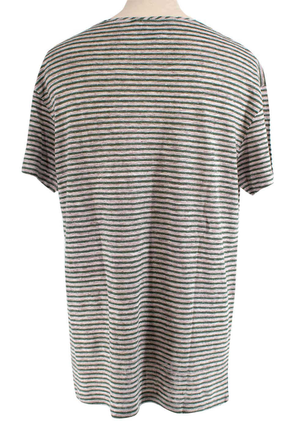 Men's Preowned Gucci Striped Linen Slub T-Shirt Size L Khaki/Beige