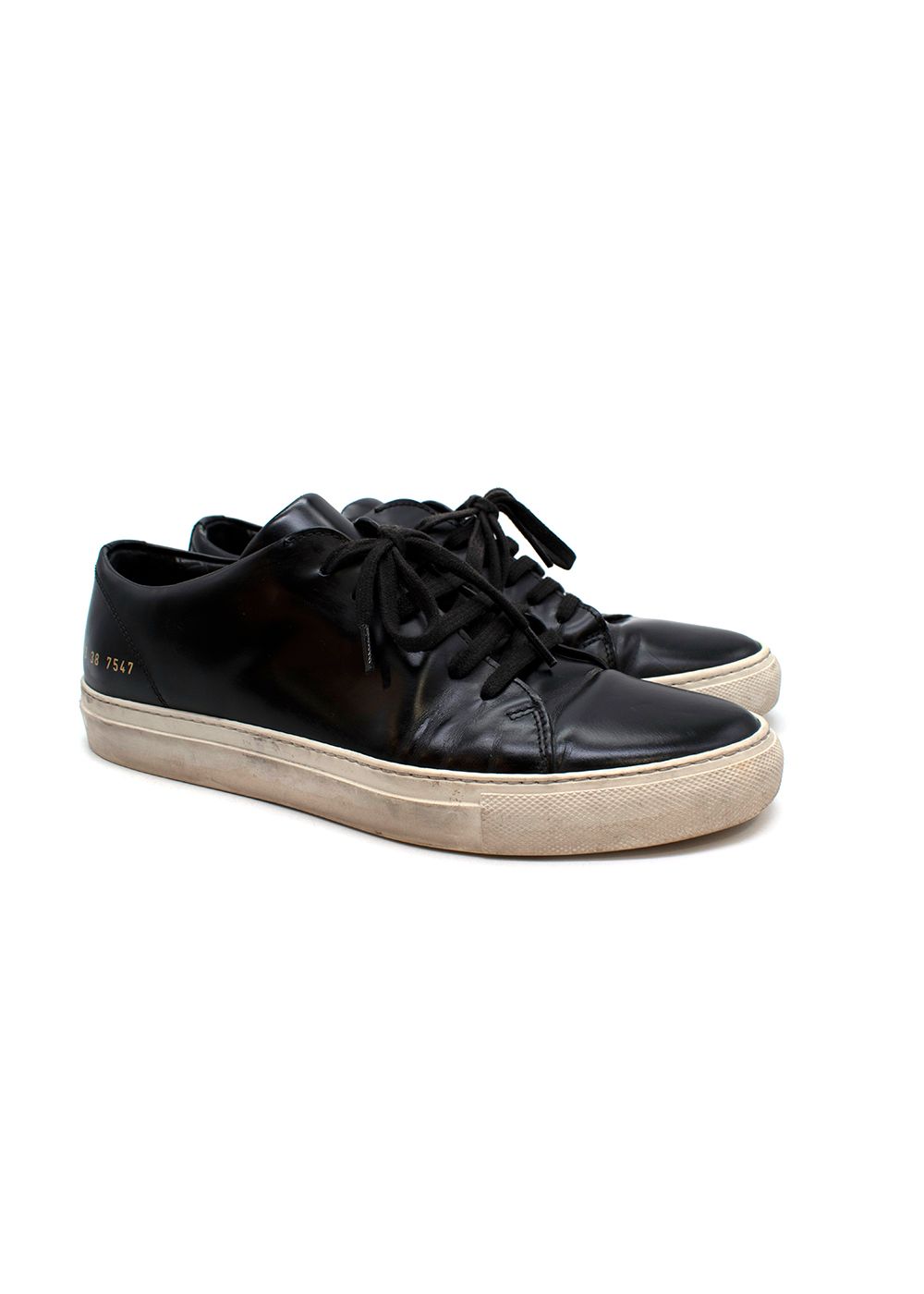 Common Projects Black Leather Original Achilles Sneakers Size 38