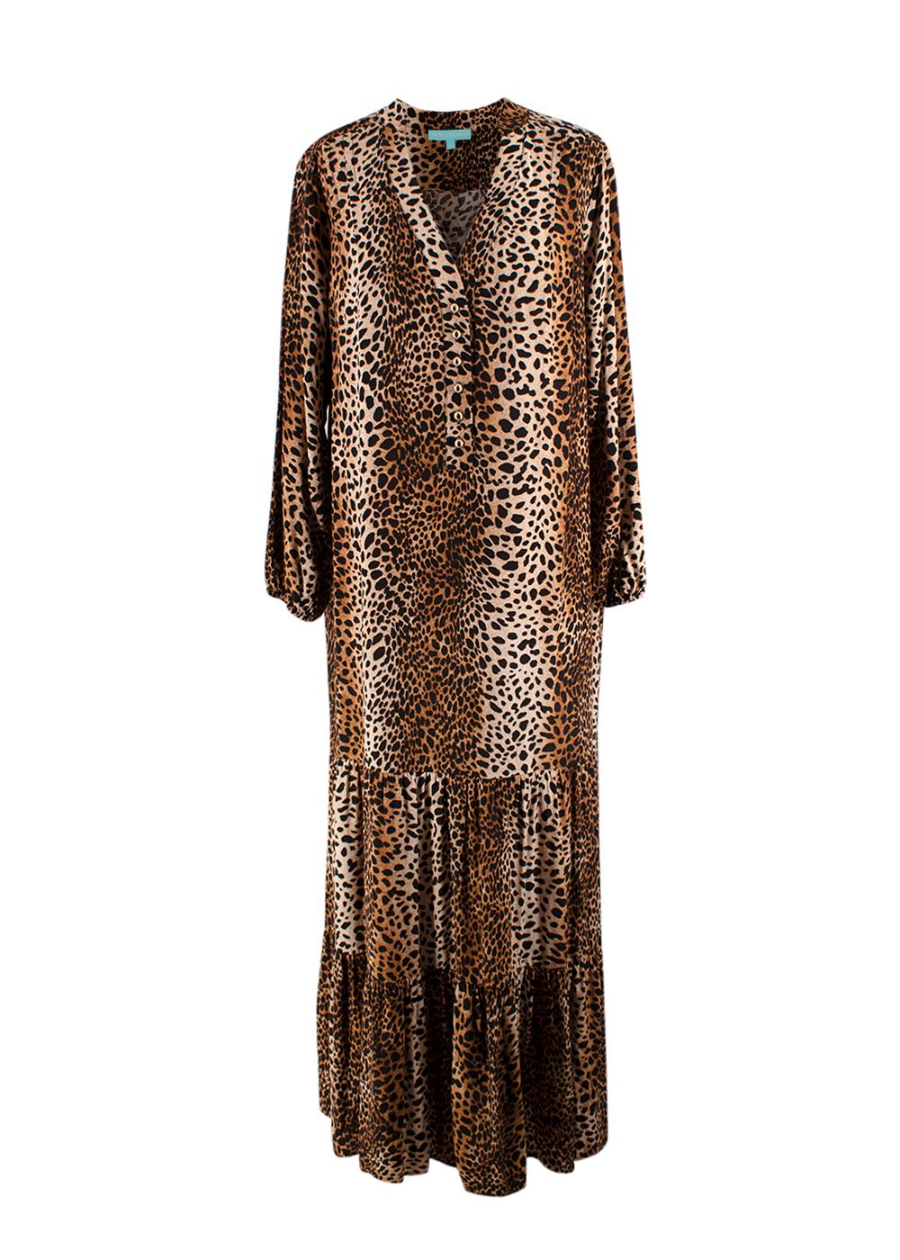 Melissa Odabash Leopard Print Maxi Dress Size M brown tan black viscose