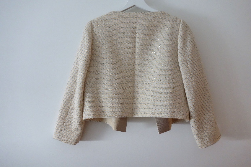 Preowned Max Mara Sequin Embellished Cropped Jacket Size M Beige/Nude cotton