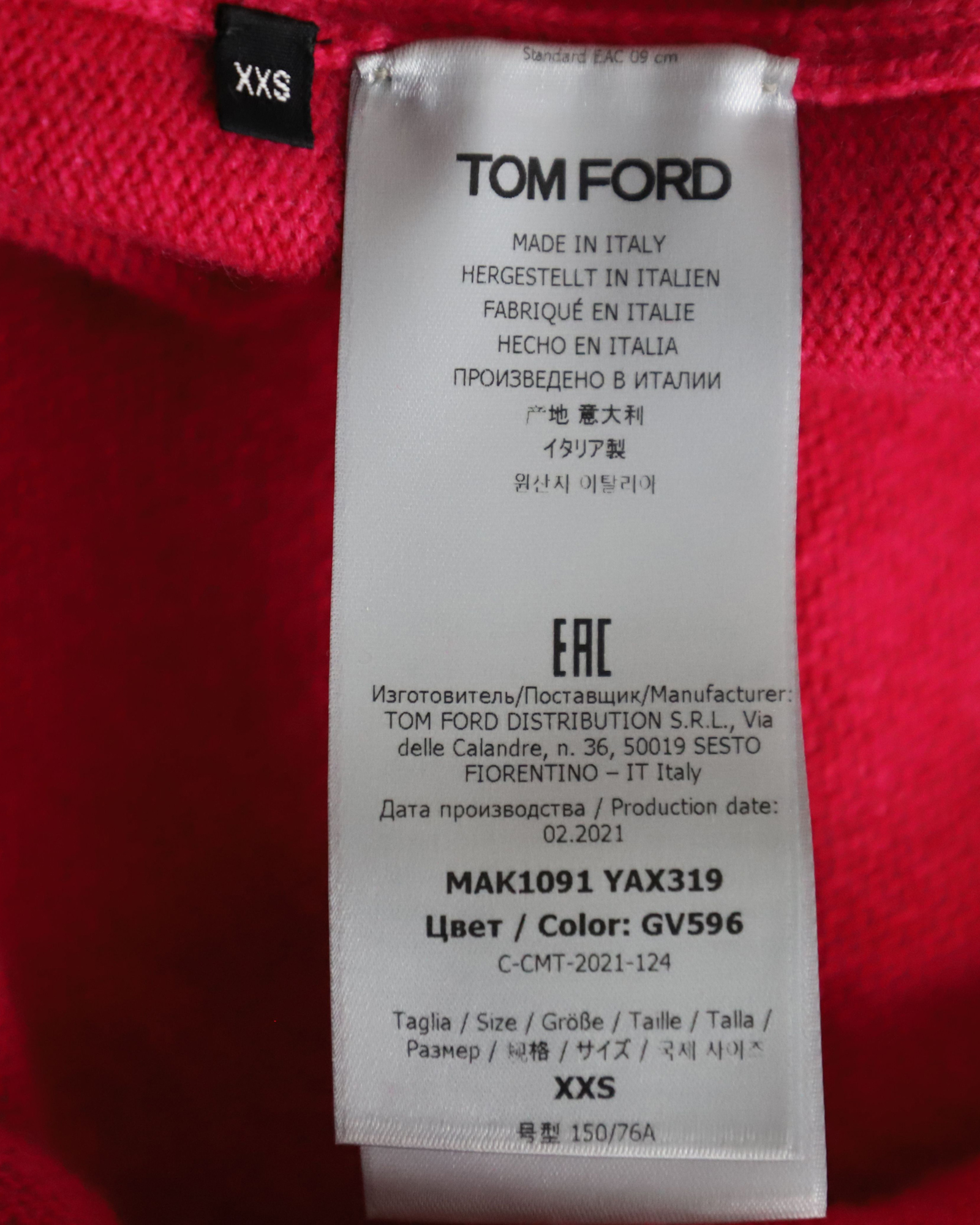 Preowned Tom Ford Fuchsia Wool Polo Jumper Size XXS pink